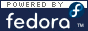 button that says 'powered by fedora' in white and blue, with the fedora logo to the left | by unknown; retouched by futile