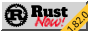 button (grey) that says 'rust now!', with the rust gear logo to the left and a yellow banner that says '1.82.0' on the to the bottom right | by futile
