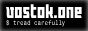 button with a glowing white border that says 'vostok.one' with some small text below that that says '$ tread carefully', all in black and white | by futile
